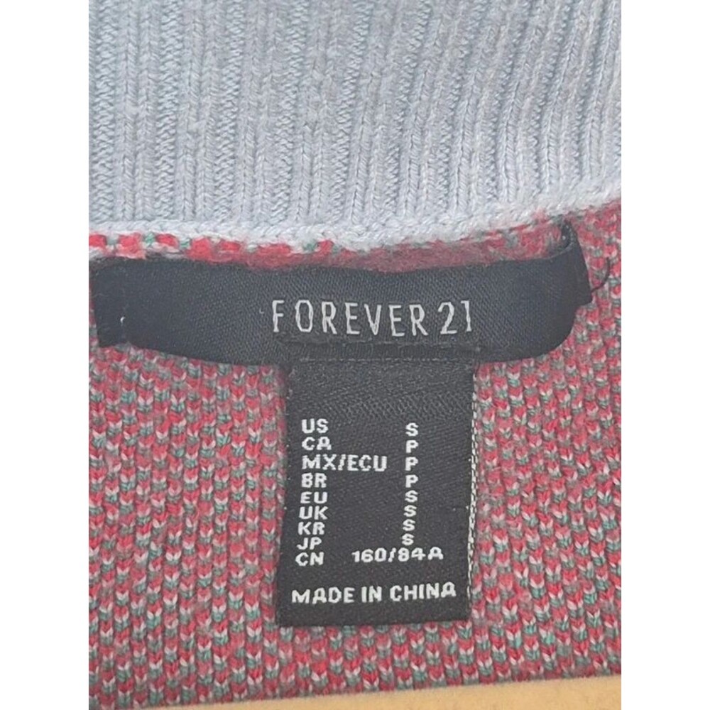 Cherry Print Cardigan Sweater Gray Red Coquette Y2K S Twee Fruitcore Retro Indie - Picture 5 of 6